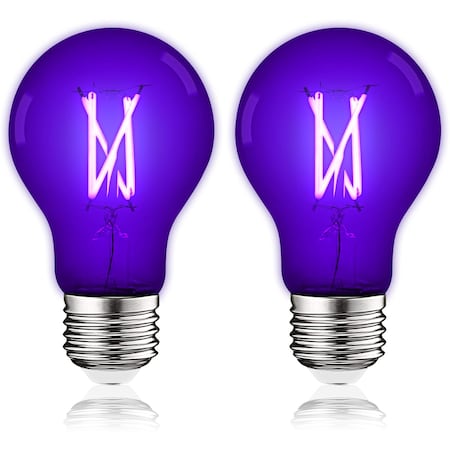Luxrite A19 LED Edison Black Light Bulb 6W UVA397-407nm Enclosed Fixture Rated E26 Base, 2PK LR21729-2PK